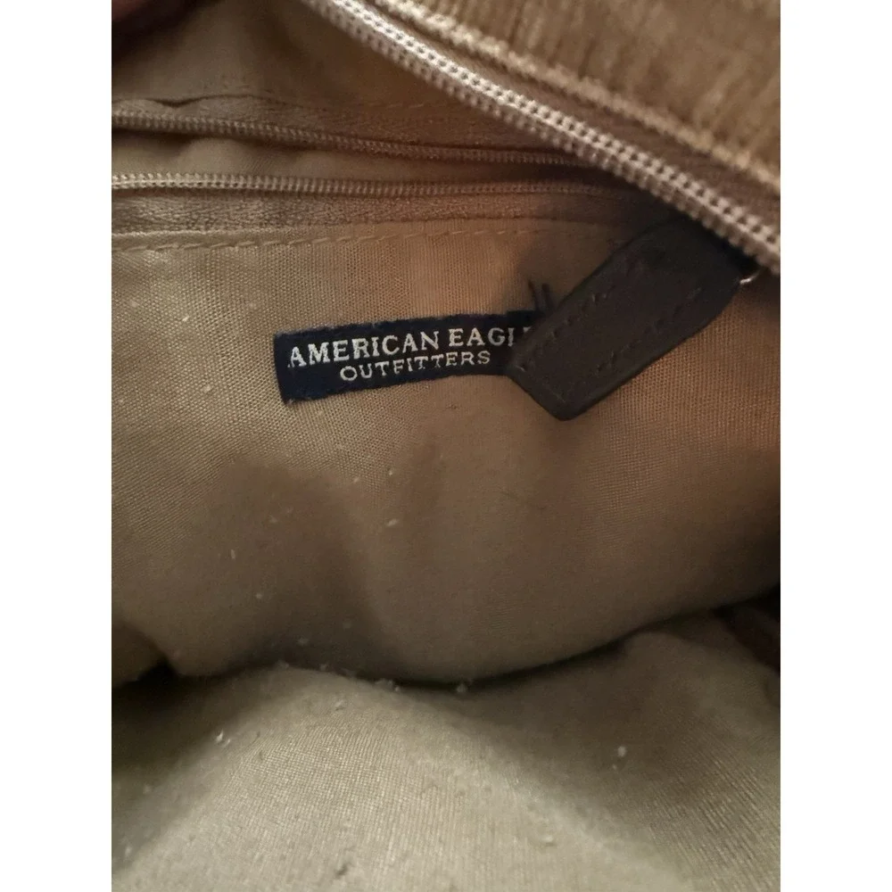 Vintage Y2K American Eagle Unisex Corduroy Crossbody Purse Bag Brown Boho